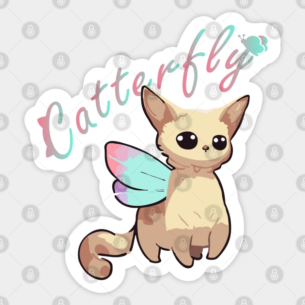 Cat X Butterfly AKA CATTERFLY | Cat and Butterfly Sticker by Nunae_Designs